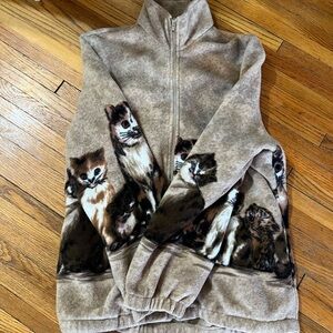 Brown Cat Print Fleece